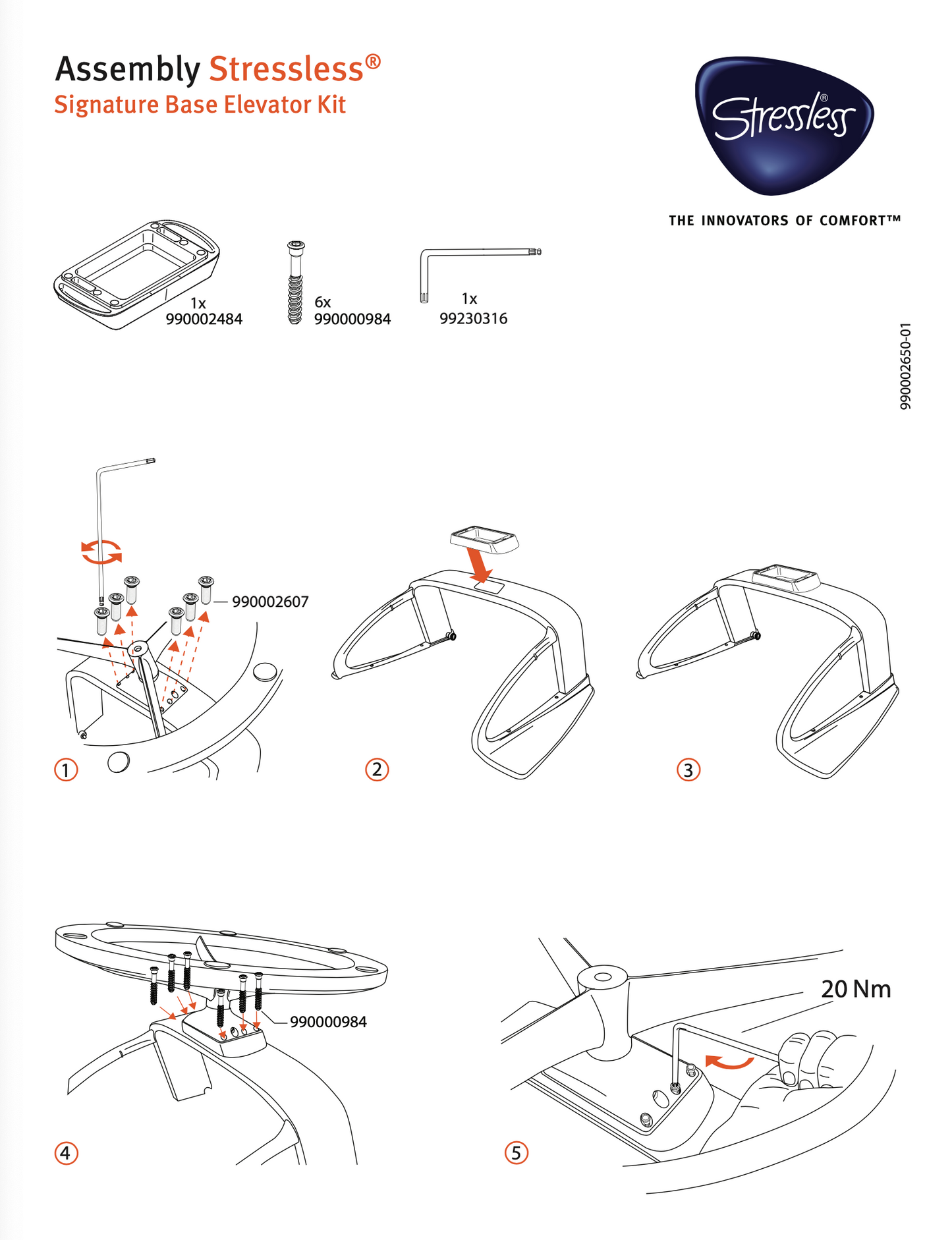 Stressless Elevation Kit (Signature / Cross Base) - NON-RETURNABLE